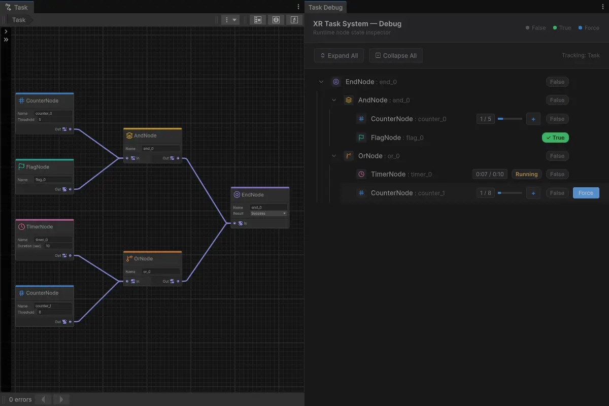 XR Task System Editor and Debug